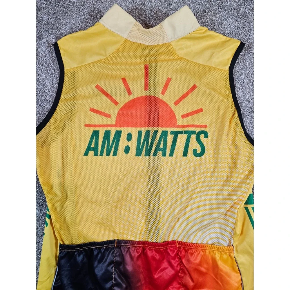 Trek AM:WATTS Cycling Vest Mens Medium Yellow Full Zip Mesh Back Gilet 40949